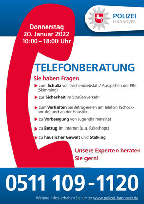 Infotelefon der Polizeidirektion Hannover für Bürger zum Thema „Dunkle Jahreszeit“