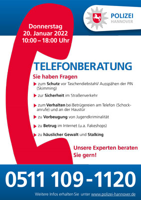 Präventionsdonnerstag: Infotelefon der Polizei beantwortet Ihre Fragen