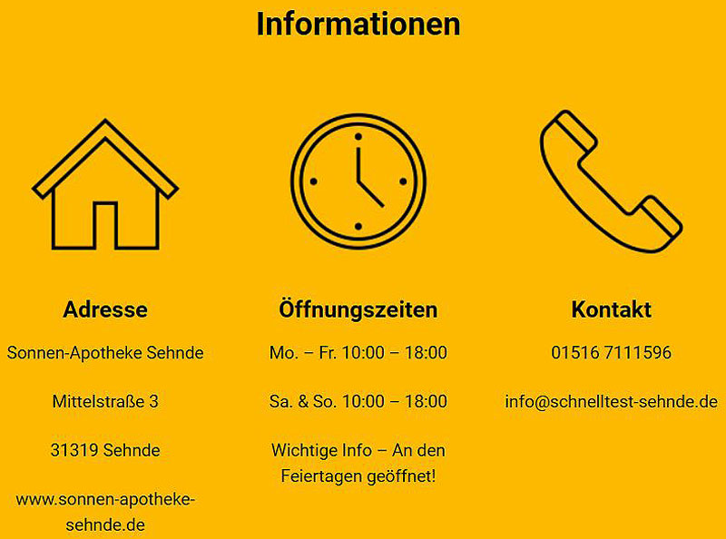 Neue Öffnungszeiten für Corona-Testzentrum Sonnenapotheke in Sehnde