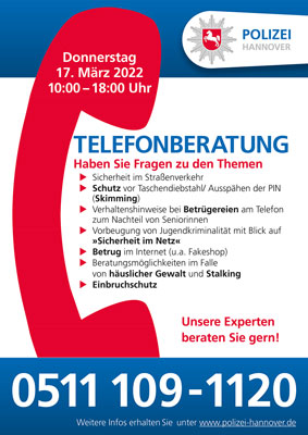 Präventionsdonnerstag der Bundes- und Landespolizei mit Info-Telefon