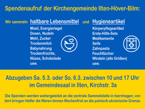 Kirchengemeinde hilft helfen: Spendensammlung für ukrainische Flüchtlinge