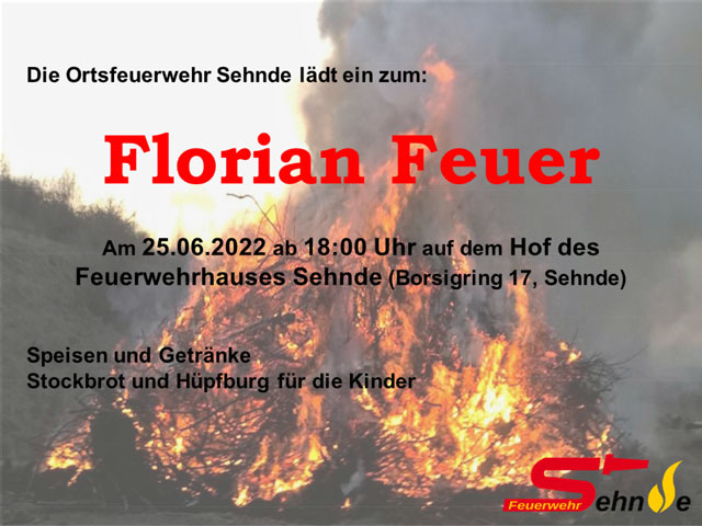 Florian zündets Feuer an – Einladung der Sehnder Ortsfeuerwehr