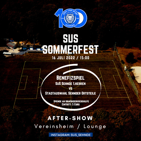 SuS Sehnde lädt ein: Sommerfest und Benefiz-Fußballspiel