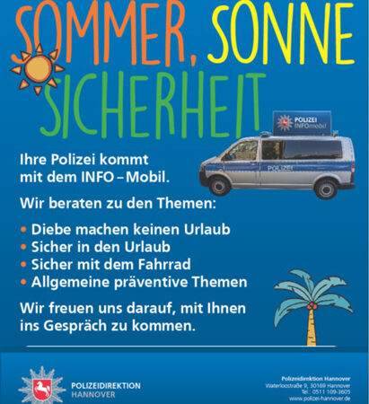 Sommer, Sonne, Sicherheit: Die Polizei kommt mit dem INFO-Mobil