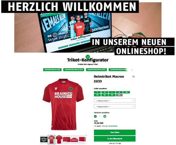 Neuer Onlineshop von Hannover 96: Neues Design – vereinfachte Anmeldung