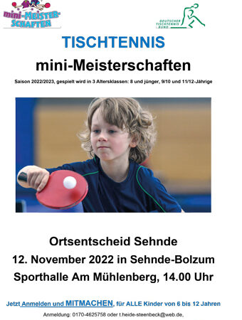 Sehnde sucht die neuen Tischtennis mini-Meister