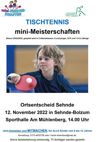 Sehnde sucht die neuen Tischtennis mini-Meister