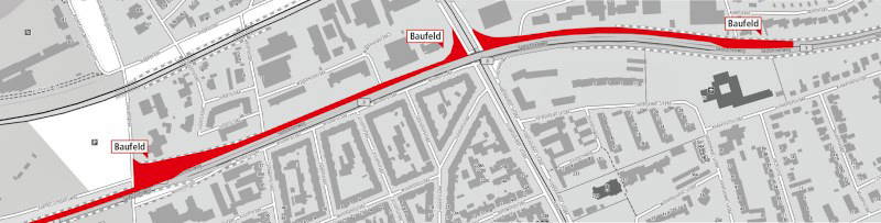 B 65: Brückenbaufeld Südschnellweg erreicht vorläufige Endgröße – Wochenende gesperrt
