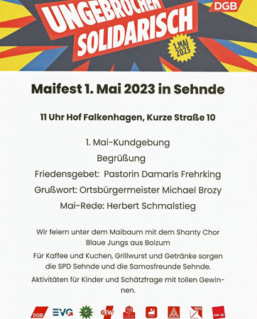 Maifeier von DGB, SPD und Samosfreunden auf dem Hof Falkenhagen in Sehnde