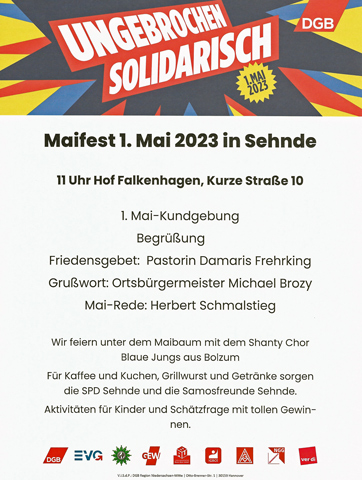Maifeier von DGB, SPD und Samosfreunden auf dem Hof Falkenhagen in Sehnde