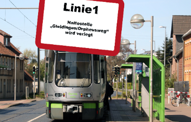 Stadtbahnlinie 1: Haltestellenverlegung „Gleidingen/Orpheusweg“
