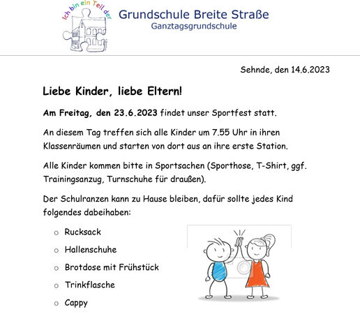 Sportfest der Grundschule Breite Straße in Sehnde