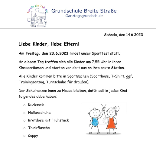 Sportfest der Grundschule Breite Straße in Sehnde