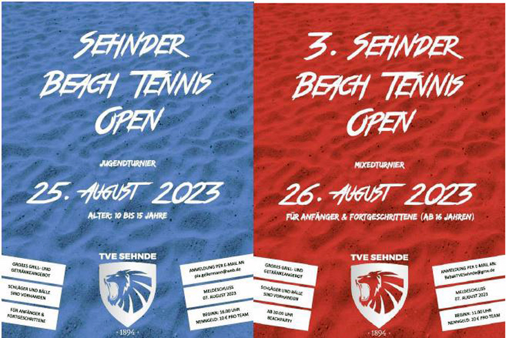 Beach Tennis Open für Jugend und Erwachsene beim TVE Sehnde