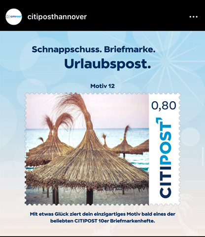 Citipost Briefmarken mit Urlaubsschnappschüssen – Sehnder mit dabei