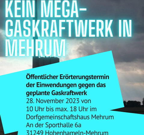 Heute öffentlicher Erörterungstermin zum Neubau eines Gaskraftwerkes in Mehrum