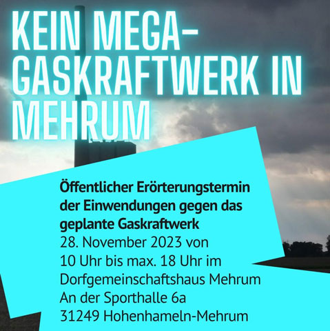 Heute öffentlicher Erörterungstermin zum Neubau eines Gaskraftwerkes in Mehrum