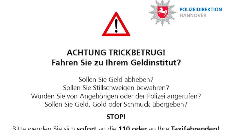 2.000 Aufkleber in Taxis sollen vor Trickbetrug schützen