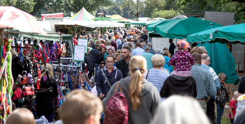 Pferde- und Hobbytiermarkt: Akrobatik auf dem Pferd und Ausstellung der Radfahrgalerie