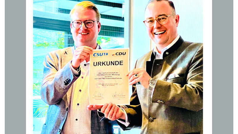 CDU Sehnde und CSU Würzburg-Sanderau besiegeln erste CDU/CSU-Partnerschaft in Niedersachsen