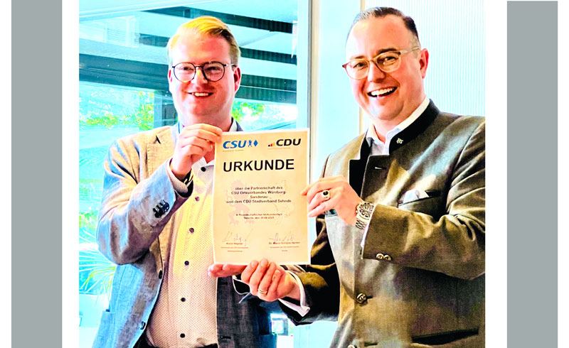 CDU Sehnde und CSU Würzburg-Sanderau besiegeln erste CDU/CSU-Partnerschaft in Niedersachsen