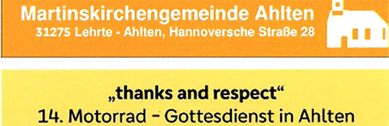 Motorradgottesdienst in Ahlten zum Saisonende