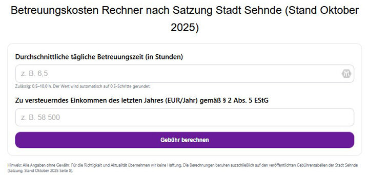 Neuer Online-Kostenrechner entlastet Eltern bei der Betreuungskostenberechnung in Sehnde