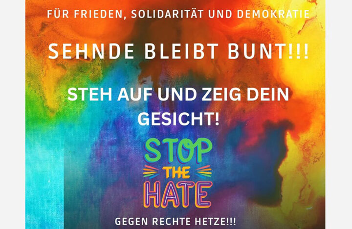 Info-Stand für Demokratie und gegen Hetze in der Mittelstraße Sehndes