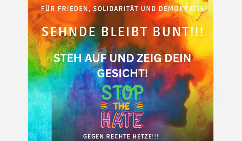 Info-Stand für Demokratie und gegen Hetze in der Mittelstraße Sehndes