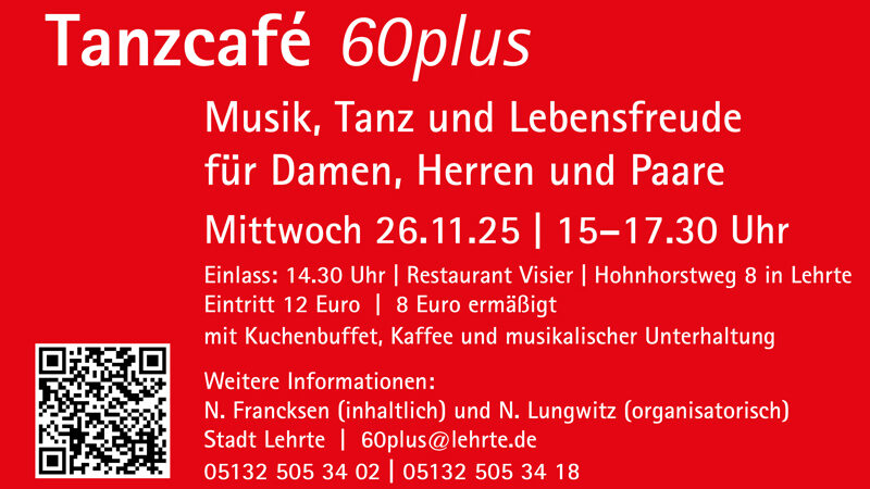 Tanzcafé 60plus: Musik, Tanz und Lebensfreude für Damen, Herren und Paare in Lehrte