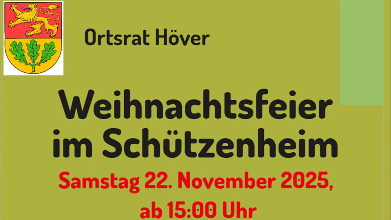 Weihnachtsfeier des Ortsrates für Senioren im Schützenheim Höver