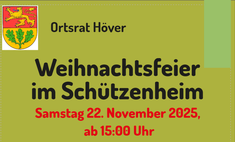 Weihnachtsfeier des Ortsrates für Senioren im Schützenheim Höver
