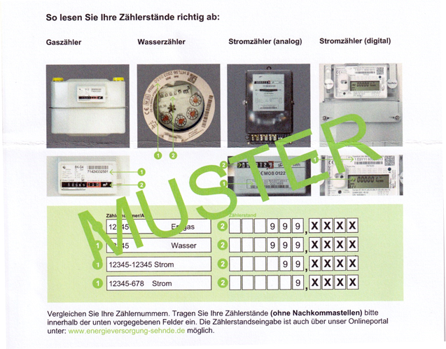 EVS verschickt Ablesekarten – Kunden lesen Zähler selbst ab und gewinnen