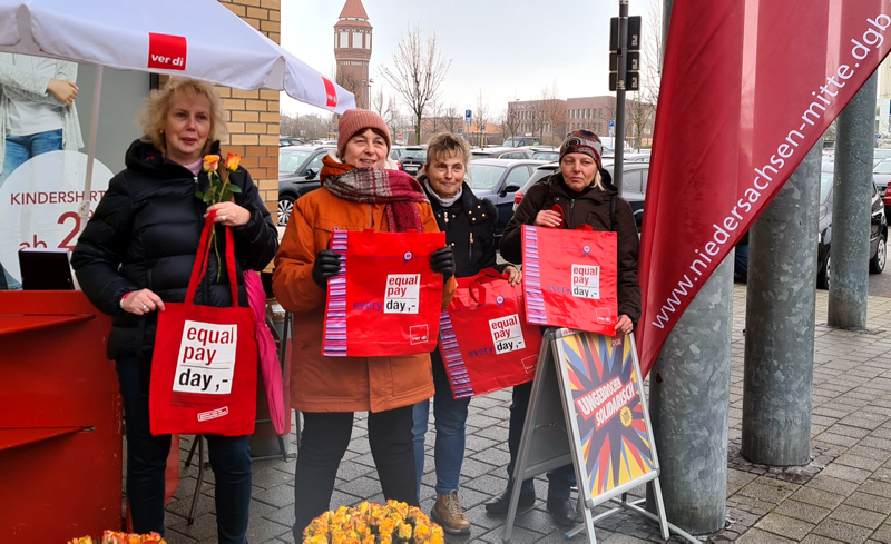 DGB und ver.di Lehrte/Sehnde mit Aktionen zum Equal Pay Day und Frauentag