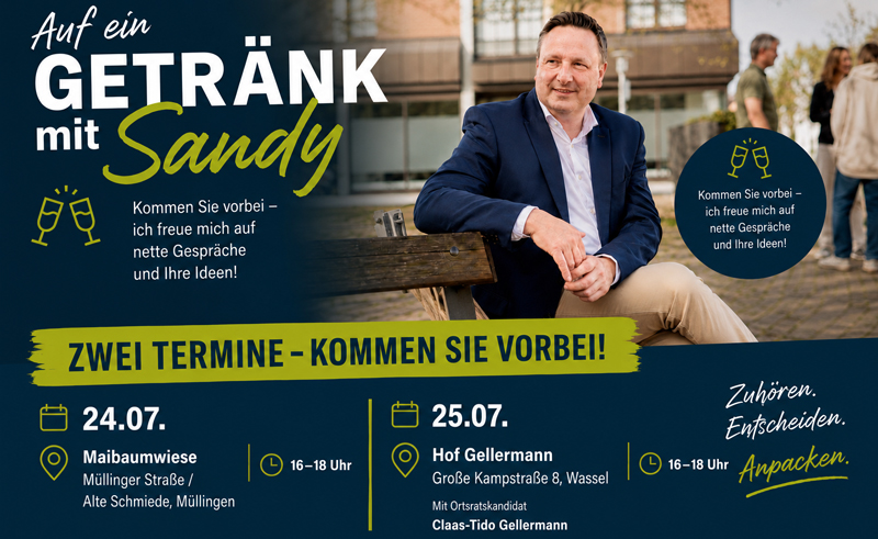 Bürgermeisterkandidat Sandy Steve Choitz zu Bürgergesprächen in Müllingen und Wassel