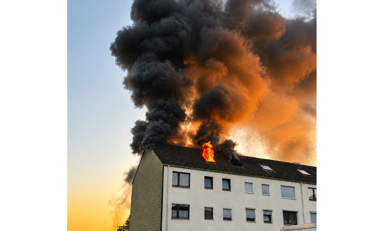 Dachgeschossbrand in Mehrfamilienhaus – Feuerwehr rettet zwei Personen