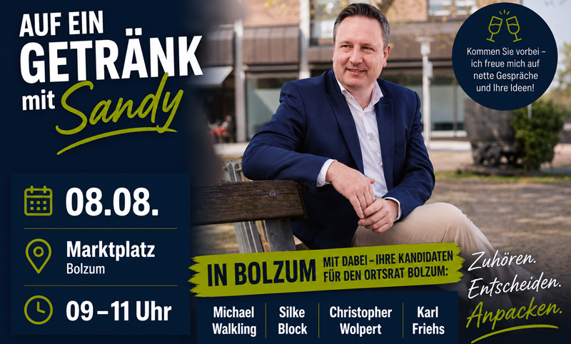 „Auf ein Getränk mit Sandy“ macht Station in Bolzum