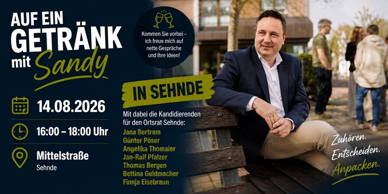 „Auf ein Getränk mit Sandy“ macht Station in Sehnde und Ilten