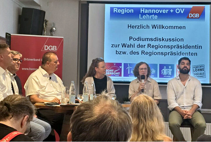DGB-Podiumsdiskussion zur Regionspräsidentenwahl in Lehrte: 5 Kandidaten befragt