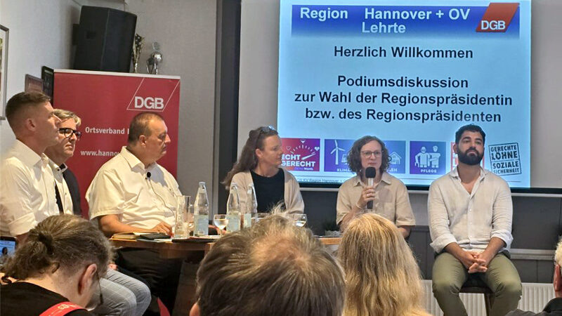 DGB-Podiumsdiskussion zur Regionspräsidentenwahl in Lehrte: 5 Kandidaten befragt