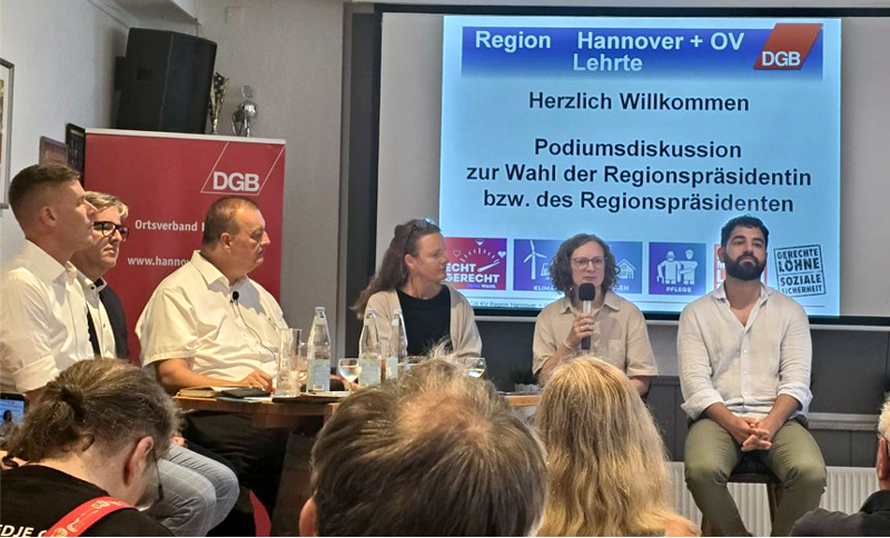 DGB-Podiumsdiskussion zur Regionspräsidentenwahl in Lehrte: 5 Kandidaten befragt