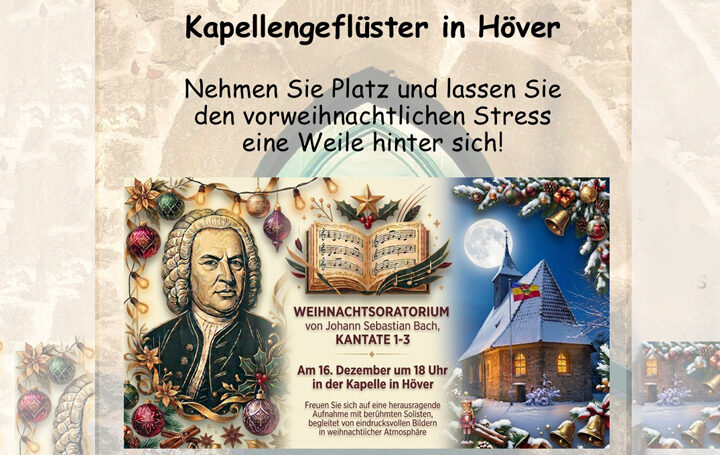 Kapellengeflüster: Zum Jahresfinale gibt’s Bach für die Ohren und Genuss für alle Sinne