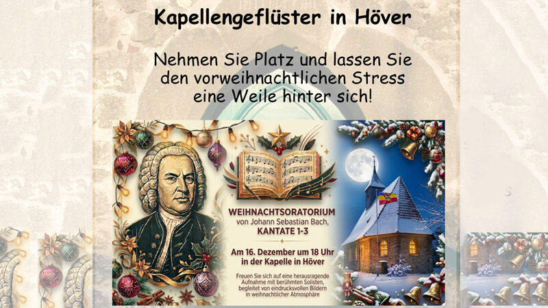 Kapellengeflüster: Zum Jahresfinale gibt’s Bach für die Ohren und Genuss für alle Sinne